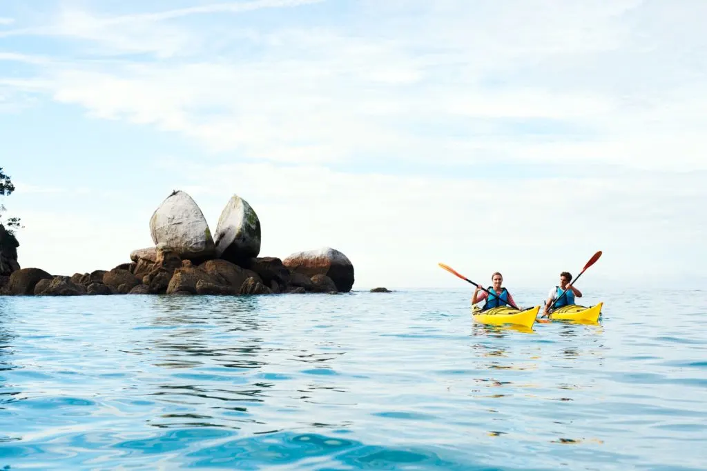 Split Apple Rock in Abel Tasman national Park New Zealand in Summer