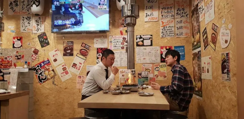 Eating Japanese food in Japan.