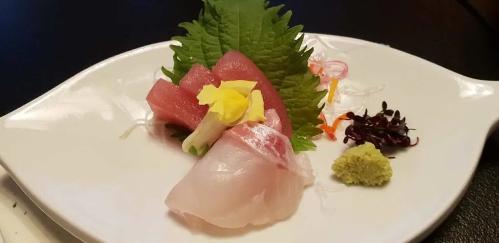 Sushi in Japan - note the real wasabi.