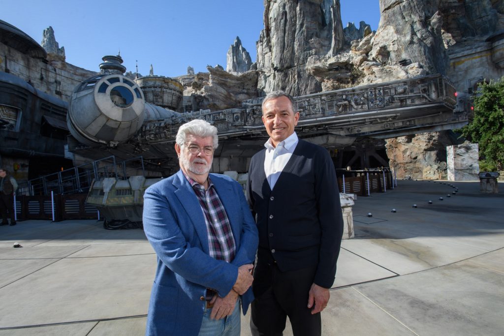 Bob Iger and George Lucas Tour Star Wars: Galaxy’s Edge Disneyland California