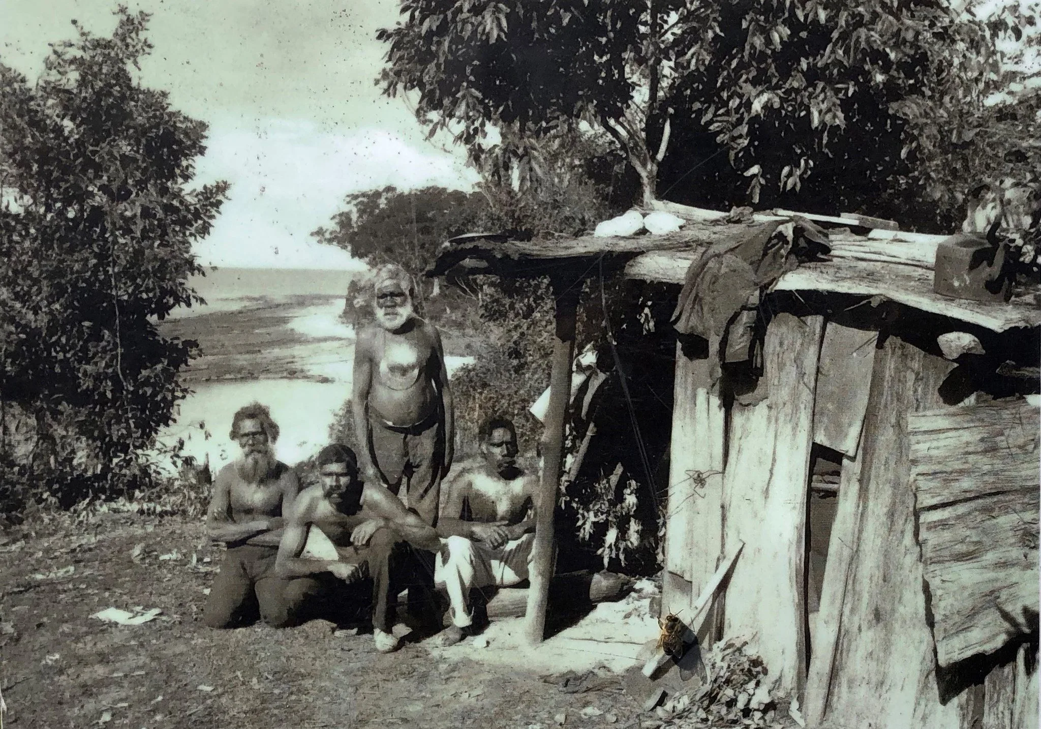 Aboriginal camp along Currambene Creek 1930s in Jervis Bay